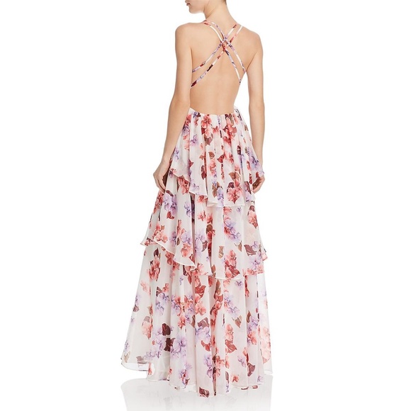 FAME AND PARTNERS  Halter Floral Evening Dress 1888 - Picture 2 of 7